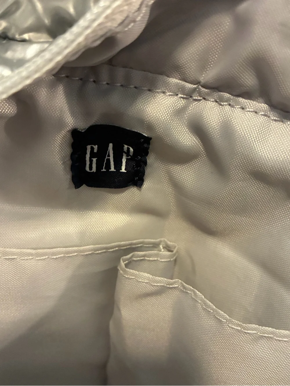 GAP Quilted Metallic Silver Tote Bag